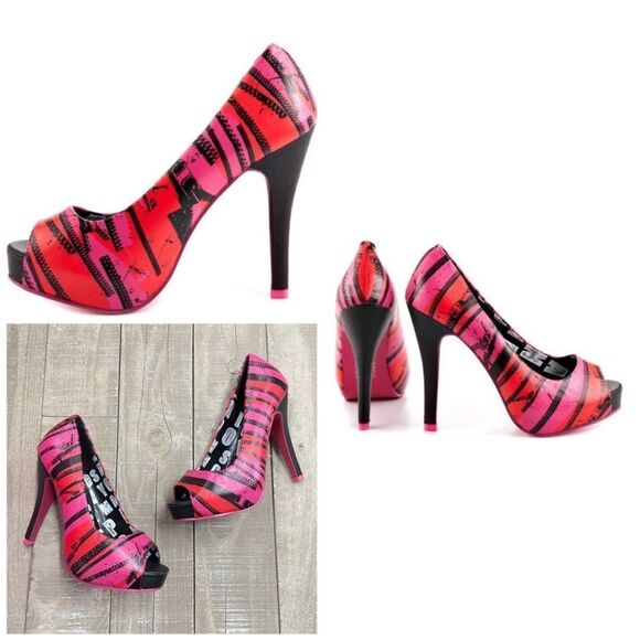 Abbey Dawn Zip It Peep Toe Platform Heel - Picture 1 of 6